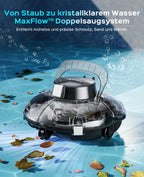 WINNY POOL CLEANER Winny 200 Poolroboter, Poolsauger kabellos mit Akku, 80 Min. Laufzeit, für Aufstellpools bis 60 m², Doppelfiltration, Automatisches Parken, Kompakt Leicht (Tintenschwarz-Weiß)