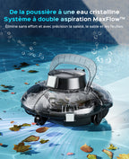 WINNY POOL CLEANER Winny 200 Robot Piscine, Aspirateur Piscine Sans Fil Avec Batterie, Autonomie 80 Min pour Piscines Hors-Sol 60m², Double Filtration,Stationnement Automatique(Noir encre-Blanc）