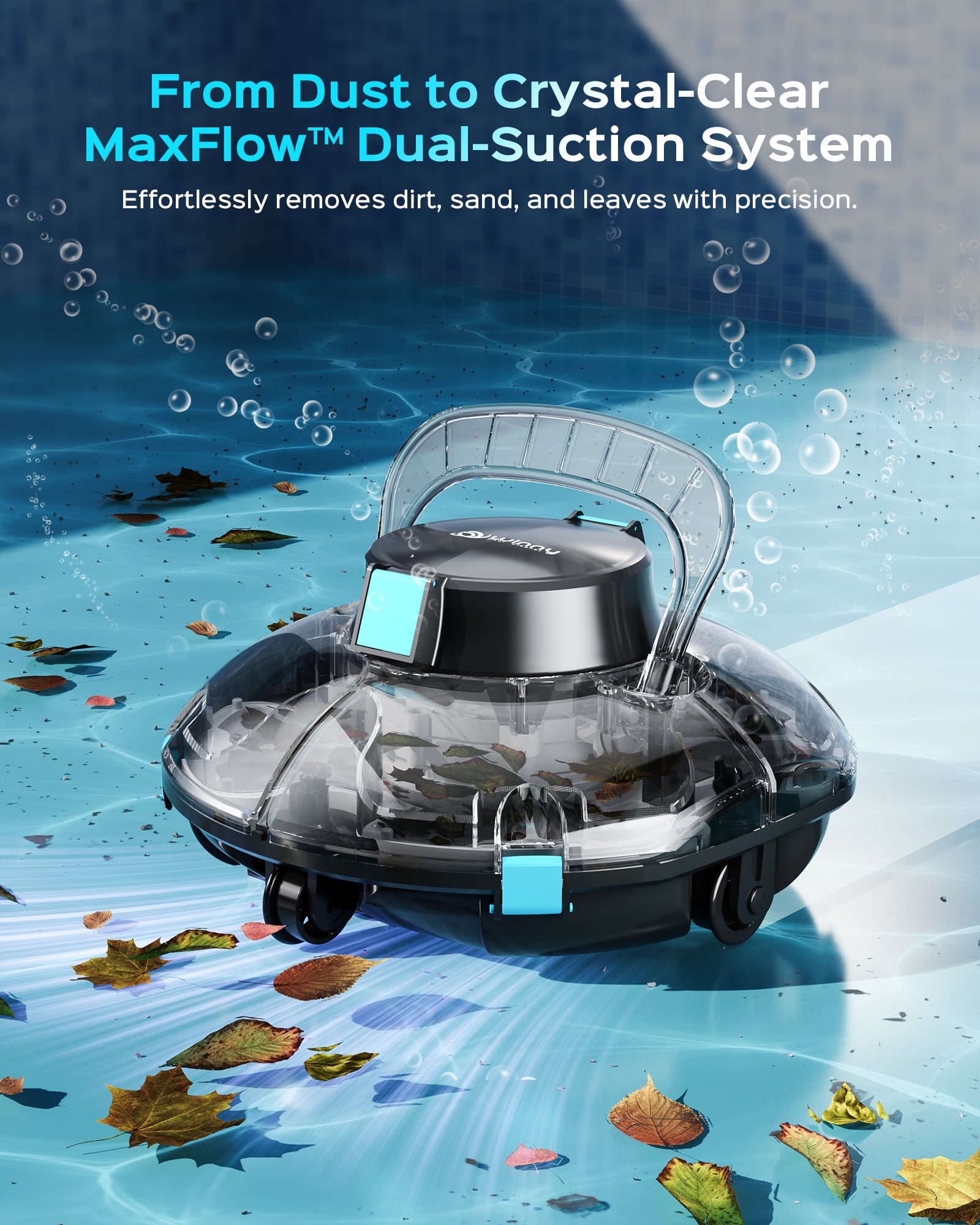 (2026 Upgraded) Cordless Robotic Pool Cleaner, Lasts 80Mins, Automatic Above Ground Pool Vacuum Cleaner-Dual Layer Filtration, Portable, LED Indicator, Auto-Parking, Flat Pools Up to 645 Sq.ft
