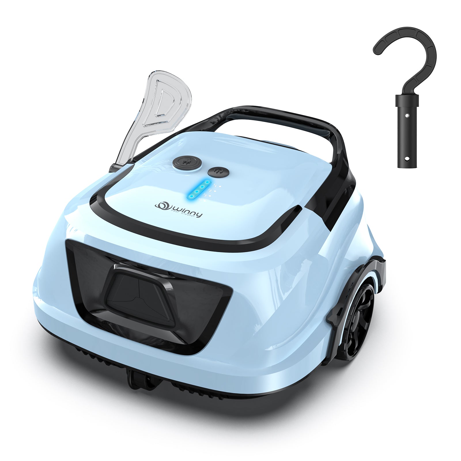 2026 Cordless Robotic Pool Vacuum for Above Ground Pools, Automatic Pool Cleaner Featuring Powerful Suction, LED Status Light & Dual‑Layer Filters, 2.5‑Hour Rapid Charging, Self‑Parking，BLUE