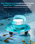 WINNY POOL CLEANER Winny 200 Poolroboter, Poolsauger kabellos mit Akku, 75 Min. Laufzeit, für Aufstellpools bis 60 m², Doppelfiltration, Automatisches Parken, Kompakt Leicht (Transparentes Blau)