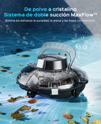 WINNY POOL CLEANER Winny 200 Limpiafondos Piscina, Inalámbrico Robot Limpiafondos Piscina, 80Min Autonomía, Piscinas Desmontables 60m², Doble Filtración,Estacionamiento Auto(Negro tinta-Blanco）