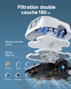 WYBOT A1max Robot Piscine sans Fil pour Piscines Hors-Sol, Aspirateur Automatique, Robot Piscine 130 Min Autonomie, Double Filtration, LED, Charge 2h, 4 Modes,Bleu Glacier