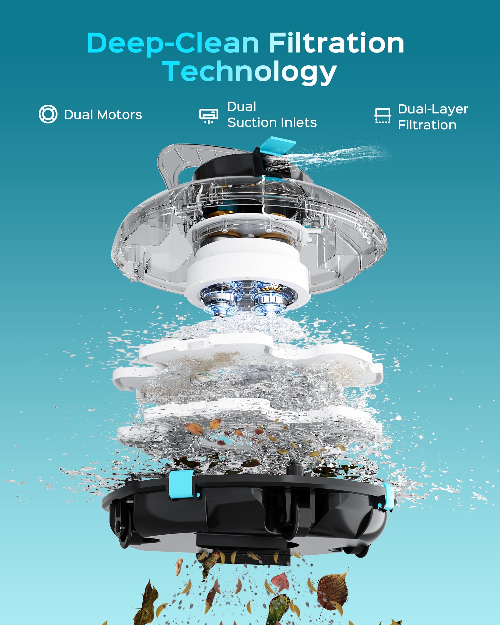 (2026 Upgraded) Cordless Robotic Pool Cleaner, Lasts 80Mins, Automatic Above Ground Pool Vacuum Cleaner-Dual Layer Filtration, Portable, LED Indicator, Auto-Parking, Flat Pools Up to 645 Sq.ft