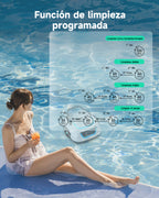 WYBOT A1max Robot Piscina Inteligente, Doble Filtración, Autonomía 130 Min, Limpiafondos Piscina Potente Inalámbrico para sobre Suelo Y Planas, Elimina Residuos, Auto-Estacionamiento,Azul Hielo