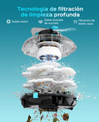 WINNY POOL CLEANER Winny 200P Limpiafondos Piscina, Inalámbrico Robot Limpiafondos Piscina, 80Min Autonomía, Piscinas Desmontables 60m², Doble Filtración,Estacionamiento Auto(Negro-Azul)