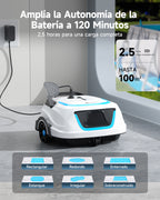 WYBOT A1max Robot Piscina Inteligente, Doble Filtración, Autonomía 130 Min, Limpiafondos Piscina Potente Inalámbrico para sobre Suelo Y Planas, Elimina Residuos, Auto-Estacionamiento,Azul Hielo