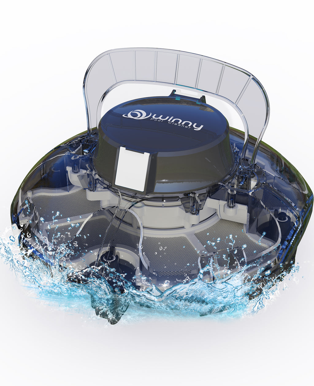 WINNY POOL CLEANER Winny 200 Poolroboter, Poolsauger kabellos mit Akku, 80 Min. Laufzeit, für Aufstellpools bis 60 m², Doppelfiltration, Automatisches Parken, Kompakt Leicht (Tintenschwarz-Weiß)