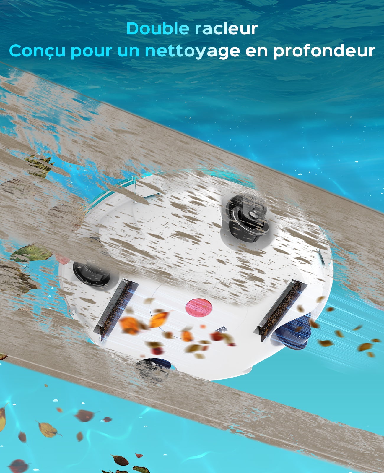 WINNY POOL CLEANER Winny 200P Robot Piscine, Aspirateur Piscine Sans Fil Avec Batterie, Autonomie 80 Min pour Piscines Hors-Sol 60m², Double Filtration,Stationnement Automatique(Transparent Bleu-Blanc)