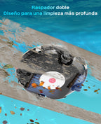 WINNY POOL CLEANER Winny 200 Limpiafondos Piscina, Inalámbrico Robot Limpiafondos Piscina, 80Min Autonomía, Piscinas Desmontables 60m², Doble Filtración,Estacionamiento Auto(Negro tinta-Blanco）