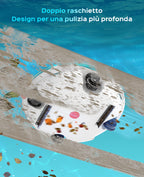 WINNY POOL CLEANER Winny 200P Robot Piscina, Piscina Senza Fili con Batteria, Autonomia 80 Min per Piscine Fuori Terra 60 m², Doppia Filtrazione, Parcheggio Automatico (Trasparente Blu-Bianco)