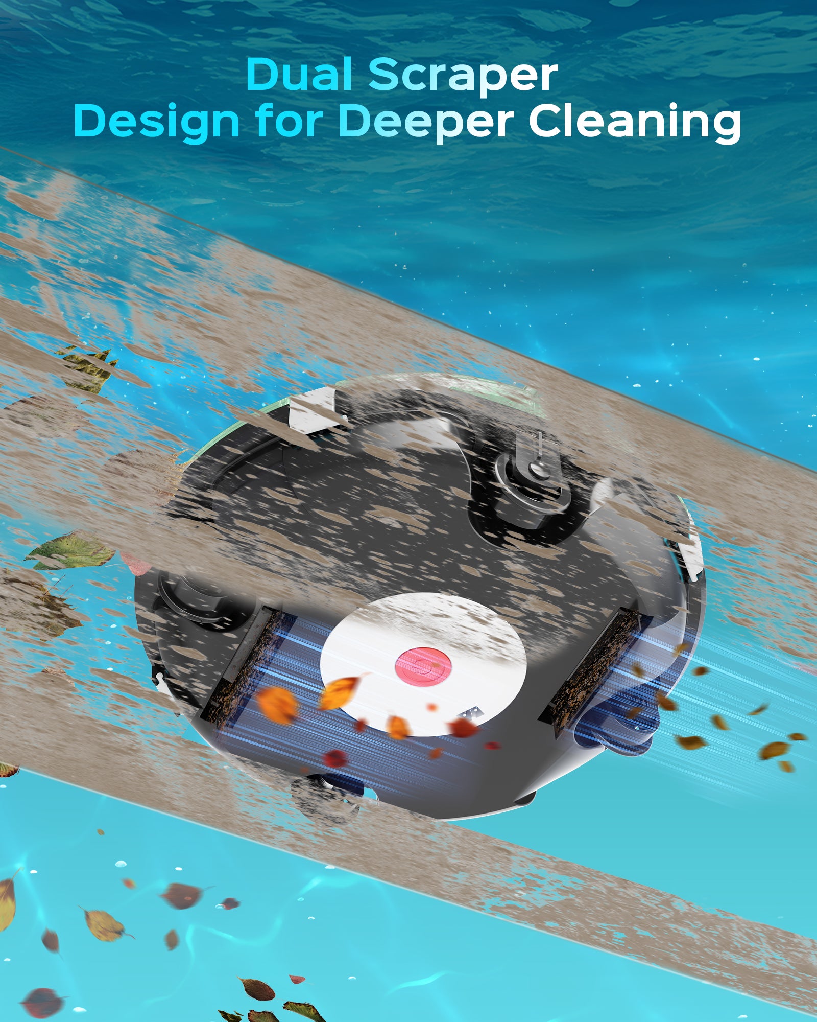 Winny Pool CLAENER Cordless Robotic Pool Cleaner, Automatic Pool Vacuum for Above Ground with 80 Mins, Double Filters, Portable, Self-Parking, Ideal for Pools up to 650 sq.ft (Emerald Green White)