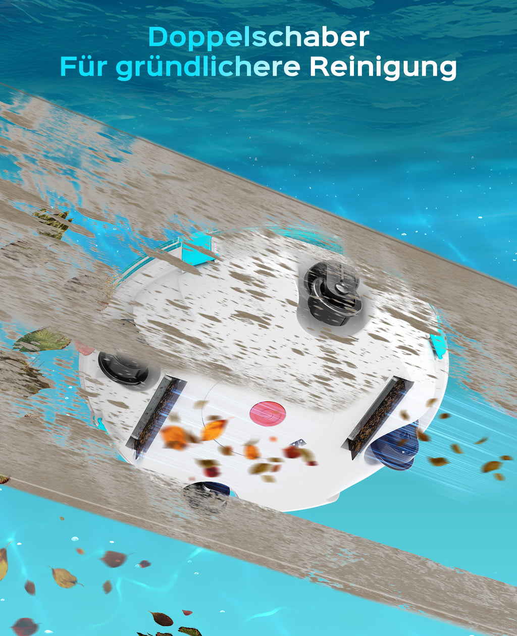 WINNY POOL CLEANER Winny 200 Poolroboter, Poolsauger kabellos mit Akku, 75 Min. Laufzeit, für Aufstellpools bis 60 m², Doppelfiltration, Automatisches Parken, Kompakt Leicht (Transparentes Blau)