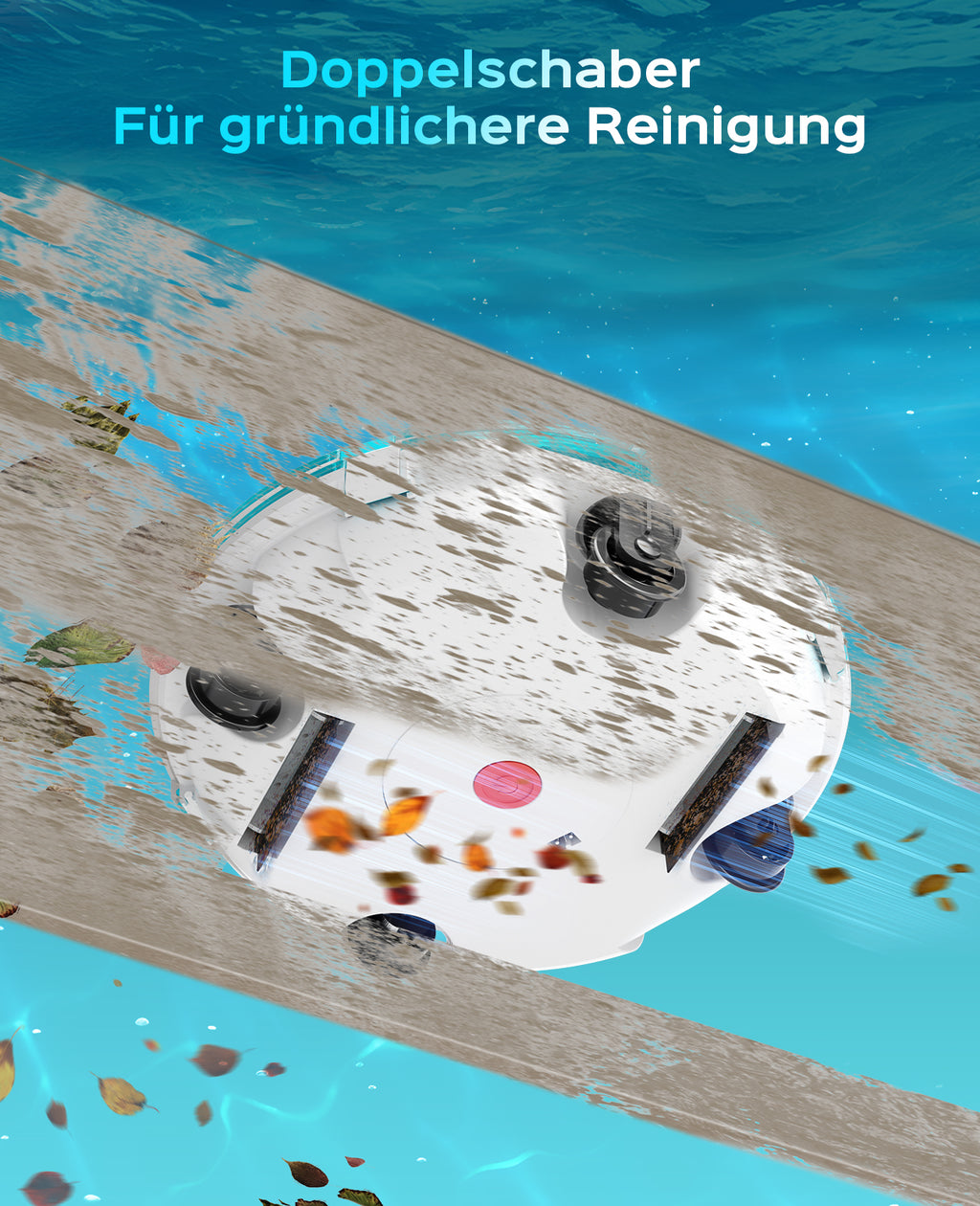 WINNY POOL CLEANER Winny 200P Poolroboter, Poolsauger kabellos mit Akku, 80 Min. Laufzeit, für Aufstellpools bis 60 m², Doppelfiltration, Automatisches Parken, Kompakt Leicht (Transparentes Blau-Weiß)