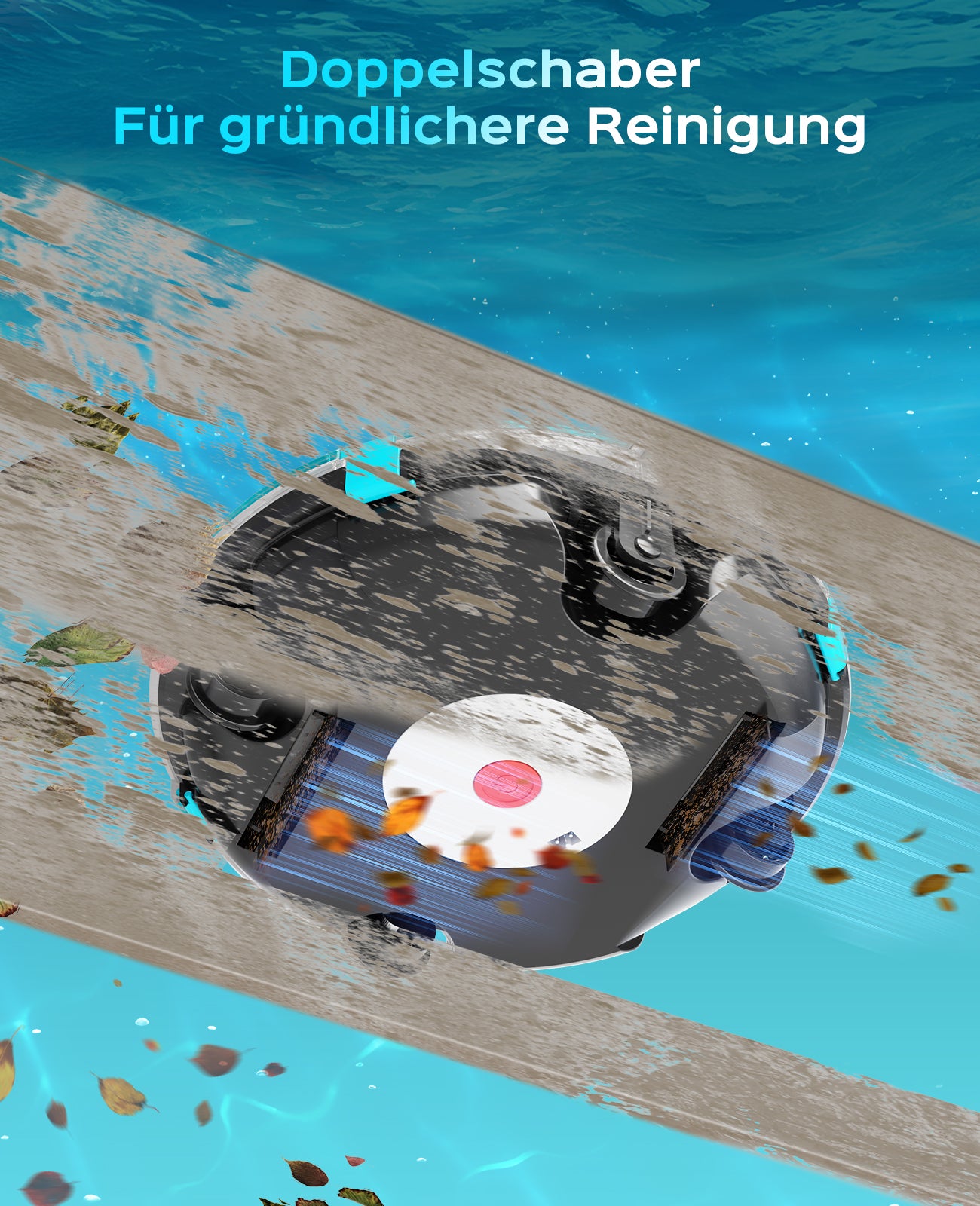 WINNY POOL CLEANER Winny 200P Poolroboter, Poolsauger kabellos mit Akku, 80 Min. Laufzeit, für Aufstellpools bis 60 m², Doppelfiltration, Automatisches Parken, Kompakt Leicht(Schwarz-Blau)