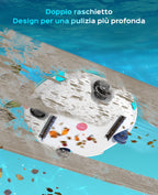 WINNY POOL CLEANER Winny 200 Robot Piscina, Piscina Senza Fili con Batteria, Autonomia 75 Min per Piscine Fuori Terra 60 m², Doppia Filtrazione, Parcheggio Automatico (Trasparente Blu)