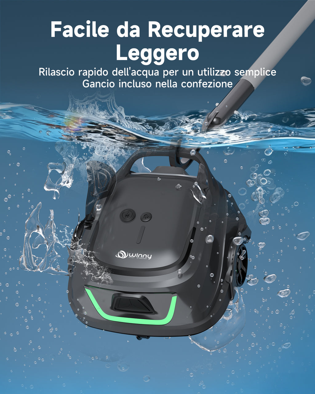 WYBOT A1max Robot Piscina Inalámbrico, Autonomía 130 Min, Doble Tamiz, Limpia Piscinas Sobre Suelo Planas Hasta 110 M², Limpiafondos Piscina Automático,Verde Bosco