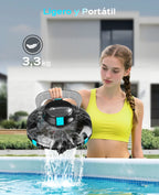 WINNY POOL CLEANER Winny 200 Limpiafondos Piscina, Inalámbrico Robot Limpiafondos Piscina, 75Min Autonomía, Piscinas Desmontables 60m², Doble Filtración,Estacionamiento Auto(Transparente Negro-Azul)