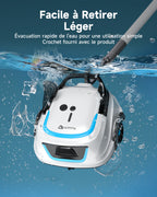 WYBOT A1max Robot Piscine sans Fil pour Piscines Hors-Sol, Aspirateur Automatique, Robot Piscine 130 Min Autonomie, Double Filtration, LED, Charge 2h, 4 Modes,Bleu Glacier