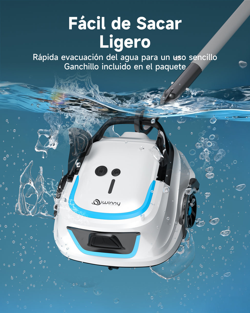 WYBOT A1max Robot Piscina Inteligente, Doble Filtración, Autonomía 130 Min, Limpiafondos Piscina Potente Inalámbrico para sobre Suelo Y Planas, Elimina Residuos, Auto-Estacionamiento,Azul Hielo