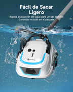 WYBOT A1max Robot Piscina Inteligente, Doble Filtración, Autonomía 130 Min, Limpiafondos Piscina Potente Inalámbrico para sobre Suelo Y Planas, Elimina Residuos, Auto-Estacionamiento,Azul Hielo