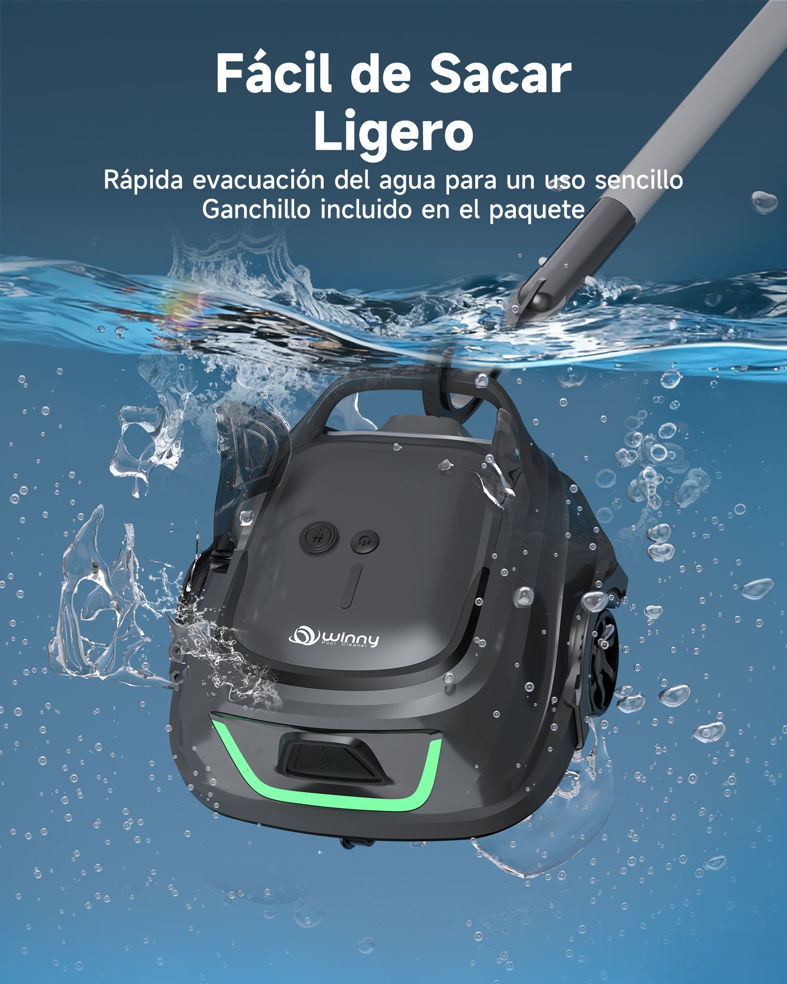 WYBOT A1max Robot Piscina Inteligente, Doble Filtración, Autonomía 130 Min, Limpiafondos Piscina Potente Inalámbrico para sobre Suelo Y Planas, Elimina Residuos, Auto-Estacionamiento,Verde Bosque