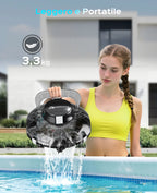 WINNY POOL CLEANER Winny 200 Robot Piscina, Piscina Senza Fili con Batteria, Autonomia 80 Min per Piscine Fuori Terra 60 m², Doppia Filtrazione, Parcheggio Automatico (Nero inchiostro-Bianco）