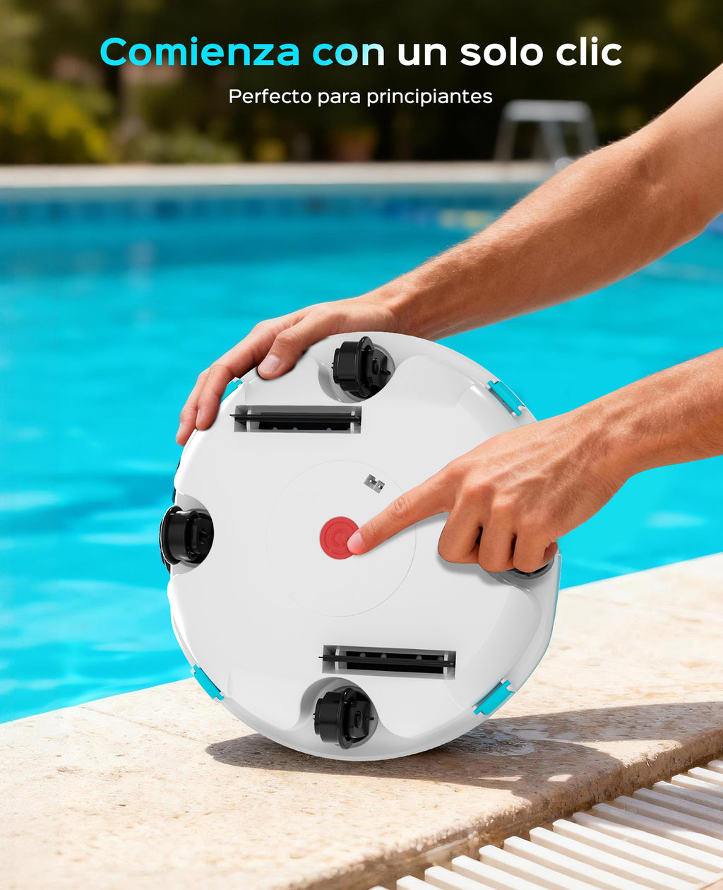WINNY POOL CLEANER Winny 200 Limpiafondos Piscina, Inalámbrico Robot Limpiafondos Piscina, 75Min Autonomía, Piscinas Desmontables 60m², Doble Filtración,Estacionamiento Auto(Transparente Azul)