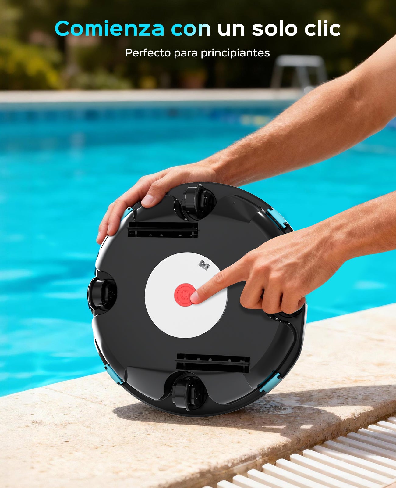 WINNY POOL CLEANER Winny 200P Limpiafondos Piscina, Inalámbrico Robot Limpiafondos Piscina, 80Min Autonomía, Piscinas Desmontables 60m², Doble Filtración,Estacionamiento Auto(Negro-Azul)