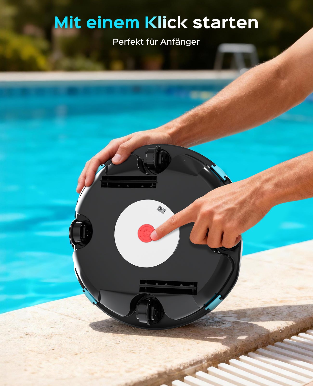 WINNY POOL CLEANER Winny 200P Poolroboter, Poolsauger kabellos mit Akku, 80 Min. Laufzeit, für Aufstellpools bis 60 m², Doppelfiltration, Automatisches Parken, Kompakt Leicht(Schwarz-Blau)