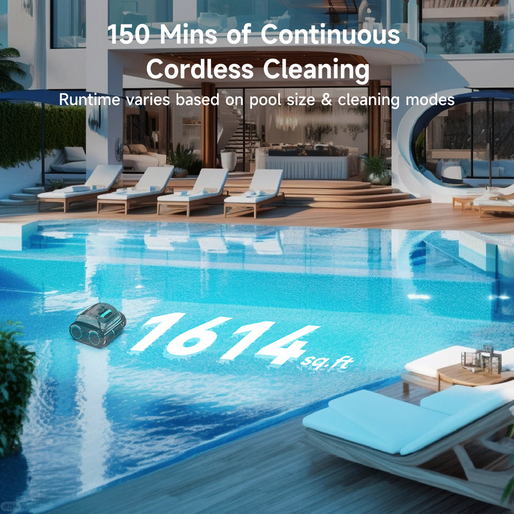 WYBOT C1 Robotic Pool Vacuum for Inground Pools, 4-in-1 Above Ground Cordless Pool Cleaner Lasts 160 Mins Runtime, Smart Navigation, Support App Control, Tech Grey