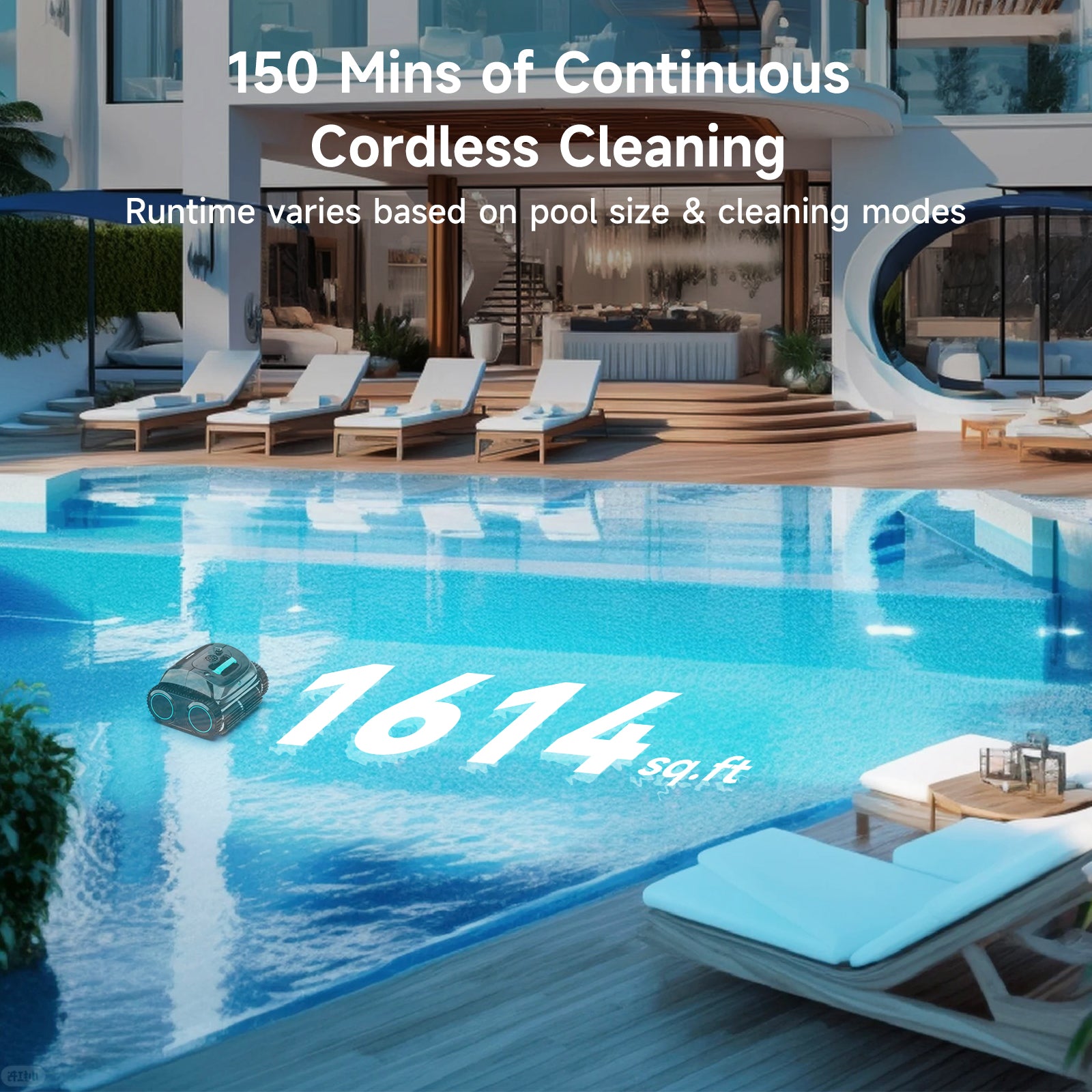 WYBOT C1 Robotic Pool Vacuum for Inground Pools, 4-in-1 Above Ground Cordless Pool Cleaner Lasts 160 Mins Runtime, Smart Navigation, Support App Control, Tech Grey