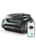 WYBOT C2 Poolroboter Akku Boden und Wand für Einbaupools bis 150㎡, Doppelfiltration, 3-Fach Motor, Starke Saugkraft, Wandkletter & Wasserlinie, 180 Min, App(Schwarz-Grün Grau)