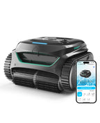 WYBOT C2 Robot Piscine Pareti e Fondo, Senza Fili per Piscine Interrate 150㎡, Doppia Filtrazione, 3 Motori, Aspirazione Potente, Pulizia Pareti & Linea d'Acqua, 180 Min, App(Nero-Verde Grigio)