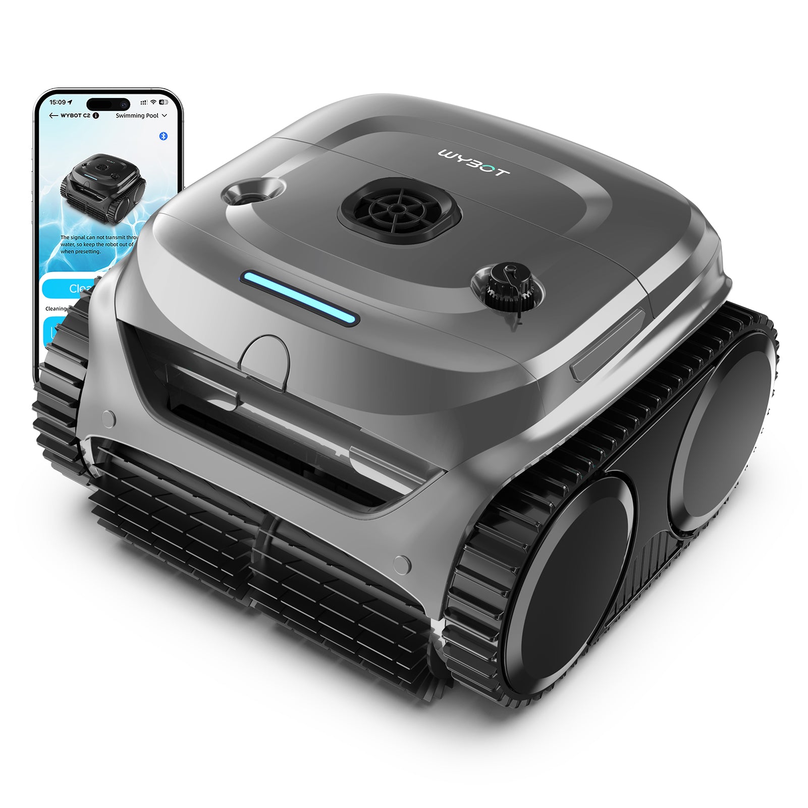 (2026 Upgraded) WYBOT C2 Cordless Pool Vacuum Robot, Dual Filtration, Wall Climbing & Waterline Cleaning, App Scheduling, Pool Cleaner for Inground/Above Ground -2152 Sq.ft, Silver-Grey