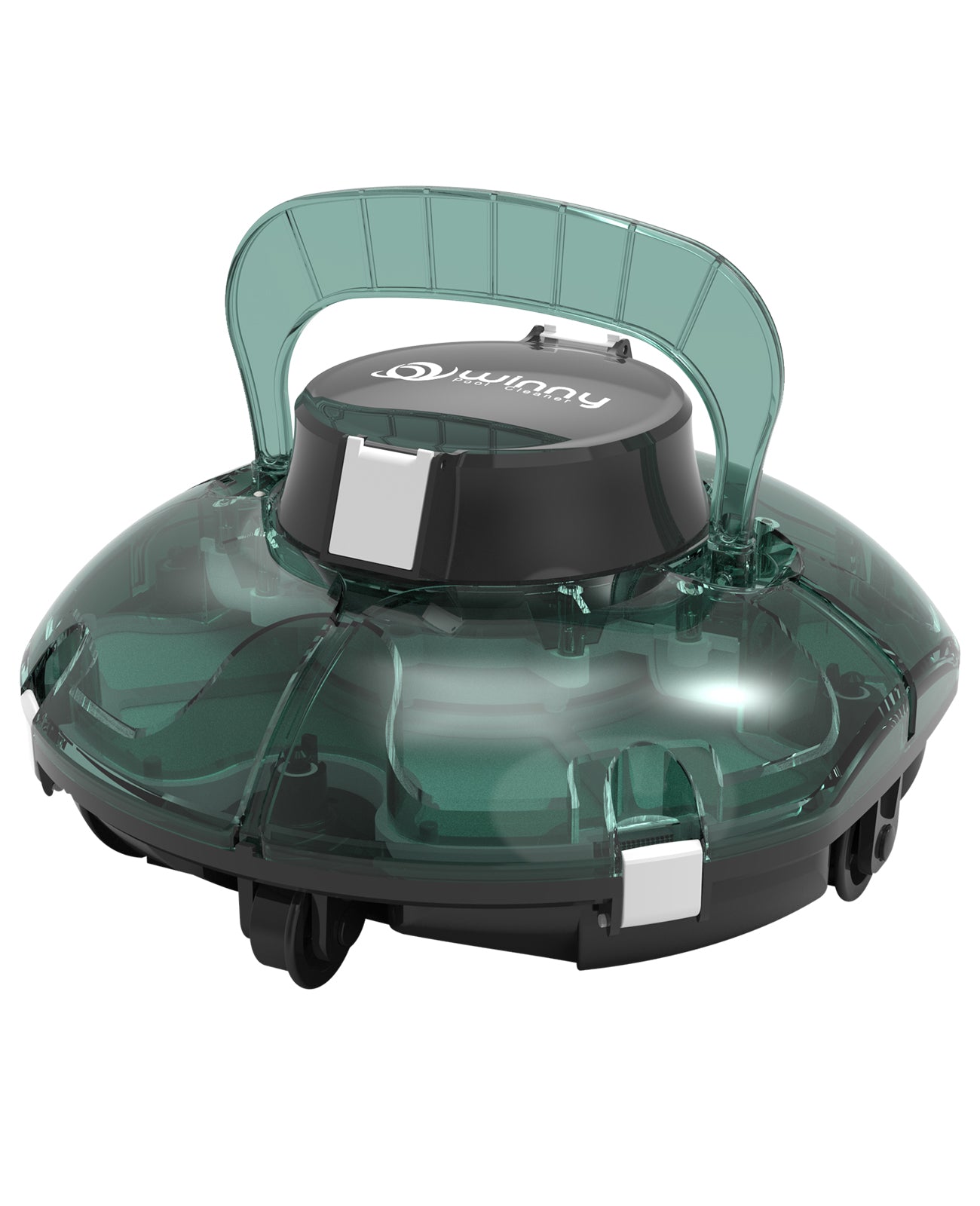WINNY POOL CLEANER Winny 200 Limpiafondos Piscina, Inalámbrico Robot Limpiafondos Piscina, 75Min Autonomía, Piscinas Desmontables 60m², Doble Filtración,Estacionamiento Auto(Transparente Verde Blanco)（副本）