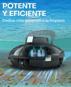 WINNY POOL CLEANER Winny 200 Limpiafondos Piscina, Inalámbrico Robot Limpiafondos Piscina, 75Min Autonomía, Piscinas Desmontables 60m², Doble Filtración,Estacionamiento Auto(Transparente Negro-Blanco)
