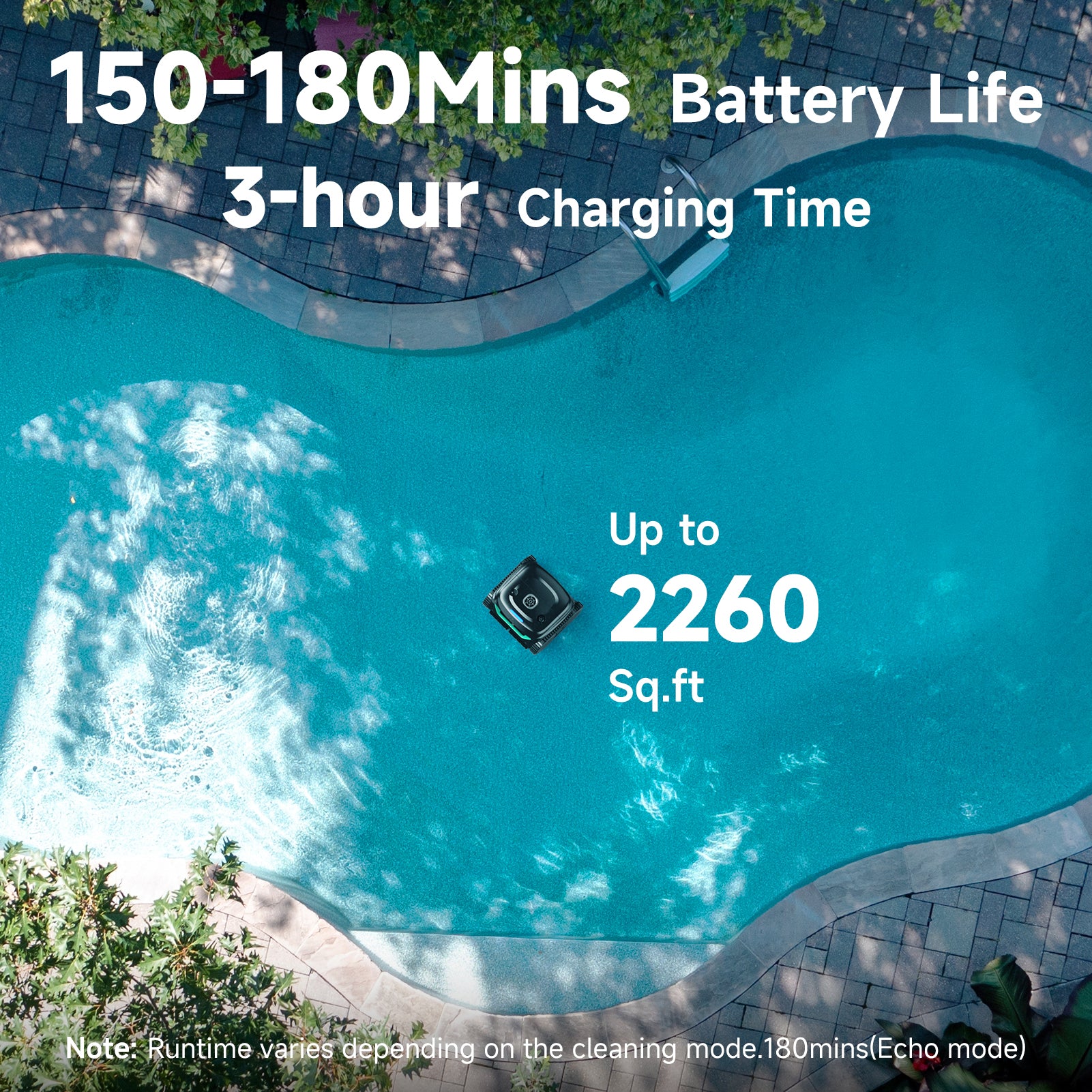 WYBOT C2 Cordless Robotic Pool Cleaner, Dual Filtrations, Floor, Wall &Waterline Cleaning, App Scheduling, Smart Navigation, Pool Vacuum for Inground Pools-Jet Black with Green Handle