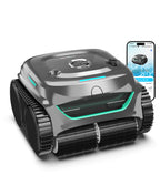 WYBOT C2 Robot Piscine Pareti e Fondo, Senza Fili per Piscine Interrate 150㎡, Doppia Filtrazione, 3 Motori, Aspirazione Potente, Pulizia Pareti & Linea d'Acqua, 180 Min, App(Verde nebbia-Grigio)