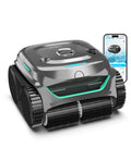 WYBOT C2 Limpiafondos Piscina Robot Inalámbrico, 3 Motores, Doble Filtración, Limpieza Paredes y Línea de Agua, Autonomía 180 Min, para Piscinas Enterradas Hasta 150㎡, App(Verde gris oscuro-Gris)