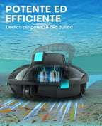 WINNY POOL CLEANER Winny 200 Robot Piscina, Piscina Senza Fili con Batteria, Autonomia 75 Min per Piscine Fuori Terra 60 m², Doppia Filtrazione, Parcheggio Automatico (Trasparente Nero-Blu)