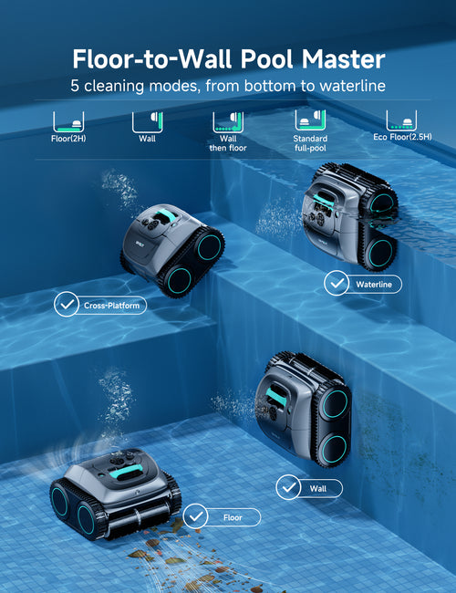 (2026 Upgrade) WYBOT C1 PLUS Cordless Robotic Pool Cleaner, 4-in-1 Pool Vacuum for Inground Pools & Above Ground Pool Up to 150 Mins Runtime, 1.2X Power Suction with Smart Navigation & APP Control, Lake Green