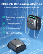 WYBOT C2 Poolroboter Akku Boden und Wand für Einbaupools bis 150㎡, Doppelfiltration, 3-Fach Motor, Starke Saugkraft, Wandkletter & Wasserlinie, 180 Min, App(Grau-Grün Grau)