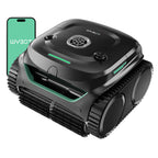 WYBOT C2 Cordless Robotic Pool Cleaner, Dual Filtrations, Floor, Wall &Waterline Cleaning, App Scheduling, Smart Navigation, Pool Vacuum for Inground Pools-Jet Black with Green Handle