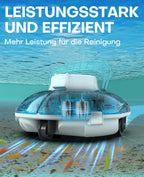 WINNY POOL CLEANER Winny 200 Poolroboter, Poolsauger kabellos mit Akku, 75 Min. Laufzeit, für Aufstellpools bis 60 m², Doppelfiltration, Automatisches Parken, Kompakt Leicht (Transparentes Blau-Weiß)