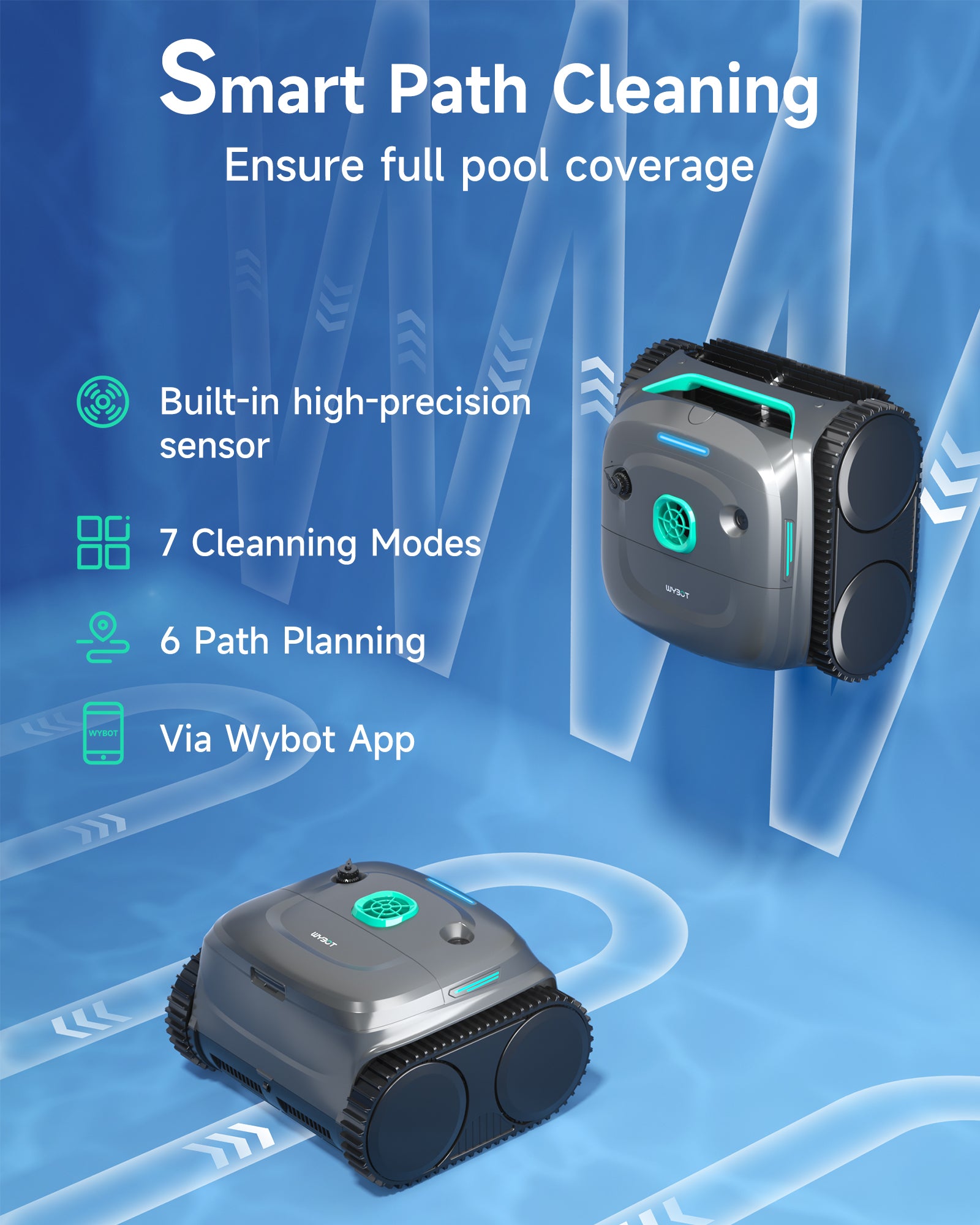 (2026 Upgrade) WYBOT C2 Cordless Robotic Pool Cleaner Grey& Green