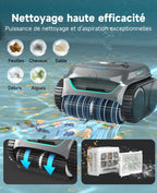 WYBOT C2 Robot Piscine Sans Fil, Double Filtration, 3 Moteurs, Aspiration Puissante, Nettoyage Fond et Parois & Ligne d'Eau, 180 Min, pour Piscines Enterrées 150㎡, App(Vert gris foncé-Gris)