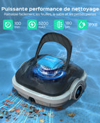 WYBOT Osprey 200 Max Robot Piscine,Aspirateur Piscine sans Fil,Moteurs Doubles Nettoyeur de Piscine,Autonomie 100 Min,Stationnement Automatique,pour Piscines Hors Sol 80m²(Gris foncé)