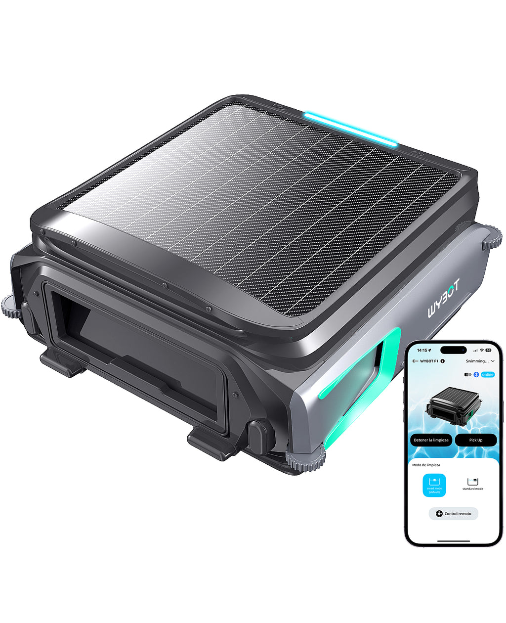 WYBOT F1 Skimmer Piscina con Energía Solar Y Batería, Limpia La Superficie del Agua Automáticamente, App Inteligente, Funciona 24h, para Toda Piscina-Robot Piscina Sin Cables,Verde Oliva