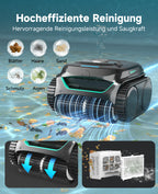 WYBOT C2 Poolroboter Akku Boden und Wand, 3-Fach Motor, Doppelfiltration, Wandkletter & Wasserlinienreinigung, 180 Min Laufzeit, für Einbaupools bis 150㎡, App-Steuerung(Dunkelschwarzgrün-Grau)
